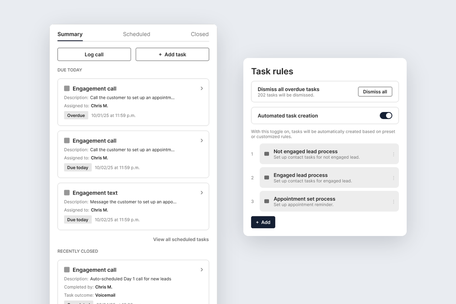 Automated task management screens