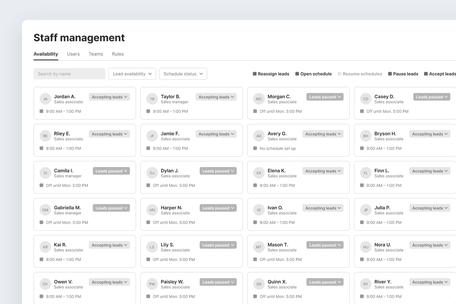 Schedule & Staff Management screens